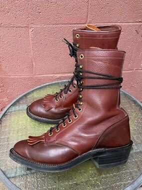 Olathe Packer Lacer Work Mid-calf Boots Size 9 EE